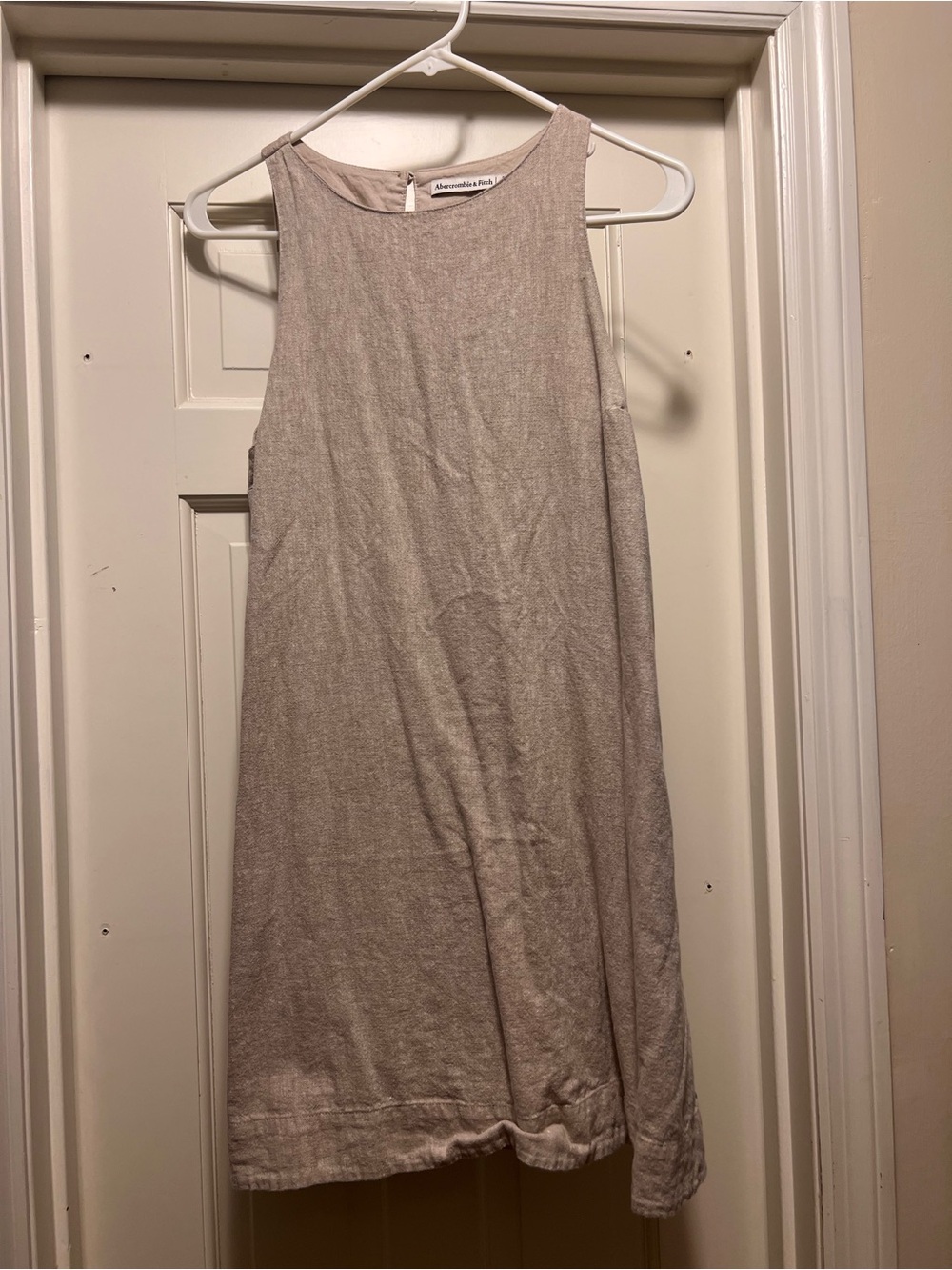 Abercrombie Sleeveless Beige Linen Shift Dress